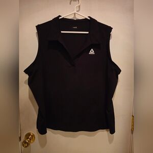 Reebok Black Sleeveless Polo Tank Top with Logo